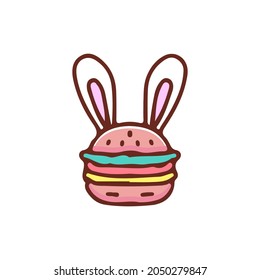 Burger with bunny ear illustration. Vector graphics for t-shirt prints and other uses.