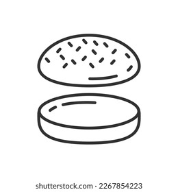 Hamburger, lineares Symbol. Linie mit bearbeitbarem Hub