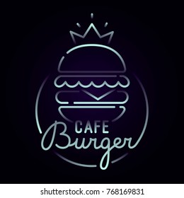 Burger Cafe abstract logo, label and emblem. 
