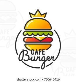 Café hamburguesa. Logo, emblema y etiqueta de la hamburguesa