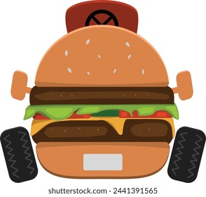 burger car with wheels illustration vector, icon design, good for business food