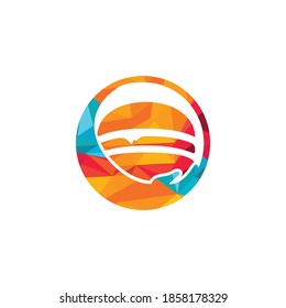 Diseño del logotipo vectorial de cuidado de hamburguesas. Burguesa vectorial y combinación de logotipo de mano.	