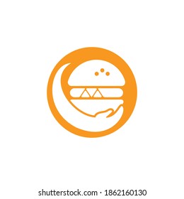 Burger care vector logo design. Vector burger and hand logo combination.	