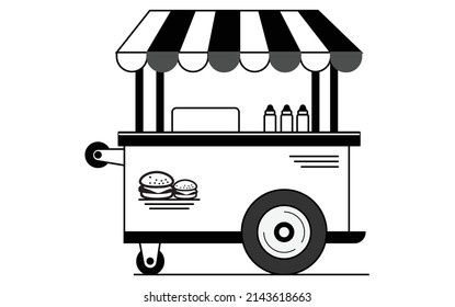 burger cart. Vending machine clipart isolated on white background. Set of ice-cream icons and burger shopping cart. Flat style design. Vector illustration simple modern icon design illustration.