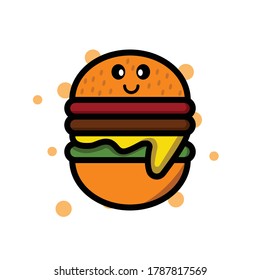 Burger cartoon character. design template vector