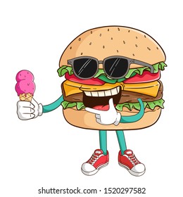 Burger Cartoon Character Holding Melted Ice Stock Vector (Royalty Free ...