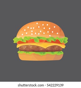 Burger cartoon fast food . cheeseburger or hamburger vector illustration. Fat 