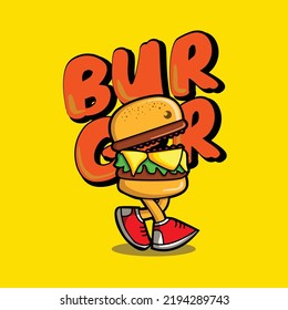 Burger cartoon graffiti fastfood illustration