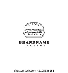 burger caricatura logo icono plantilla diseño negro moderno ilustración aislada