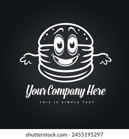 Burger Cartoon Logo Illustration EPS Vector Design