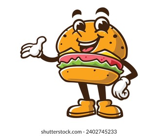 Burger cartoon mascot illustration character vector clip art