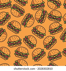 burger cartoon seamless pattern design