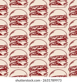 Burger Cartoon Seamless Pattern Vector Design