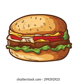 Burger Cartoon Vector