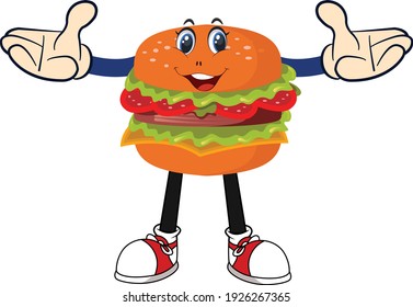 Burger cartoon vector art and illustration