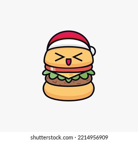 caricatura de hamburguesa ilustración vectorial de un personaje con cara feliz