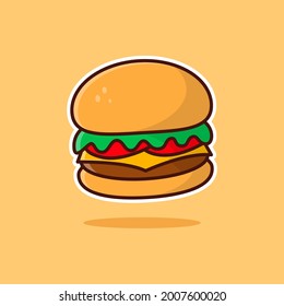 Burger Cartoon Vector Illustration. Good Used for Sticker, Logo, Icon, Clipart, Etc - EPS 10 Vector