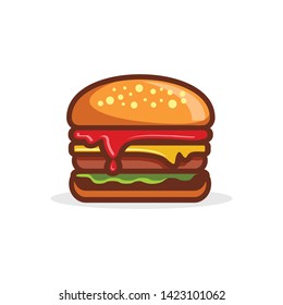 Burger cartoon vector template illustration
