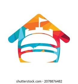 Diseño del logo vectorial del castillo de hamburguesas. Diseño del logo de Fort Burgher.	
