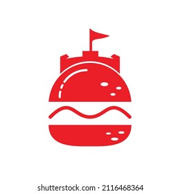 Diseño del logo vectorial del castillo de hamburguesas. Diseño del logo de Fort Burgher.	