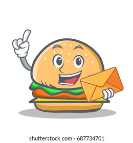 burger character fast food with envelope