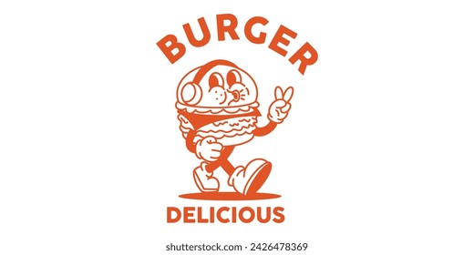 burger character logo icon vector