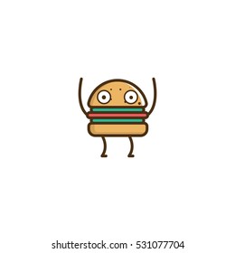 Burger Character Vector Logo Design Element