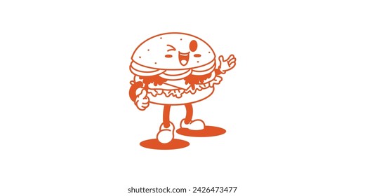 logo del vector del personaje de hamburguesa