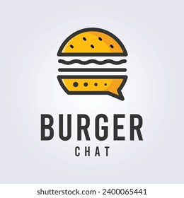 burger chat, chatting logo vector illustration design, food chatting logo, creative logo design