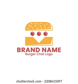 Burger chat logo is perfect for restaurant logos,communication, catering, food ordering, food, cafe,culinary, health, media, entertainment etc.