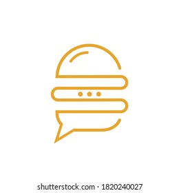 Burger chat vector logo design. Food talk logo concept.