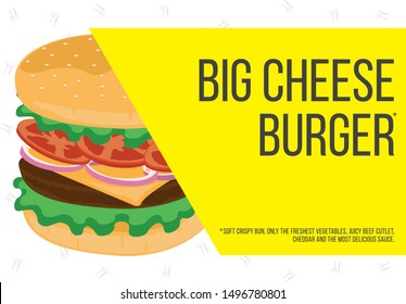Burger with cheddar cheese, sliced ​​tomatoes, beef patty and onion rings.