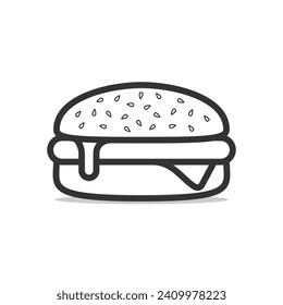 Burger cheese cartoon vector icon illustration. food object icon concept