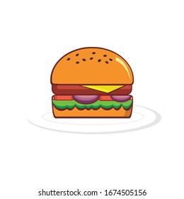 Solated Hamburger Vector Illustration Hamburger Cartoon Stock Vector ...