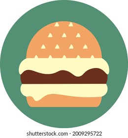 Burger mit viel Käse, Illustration, Vektorgrafik auf weißem Hintergrund.