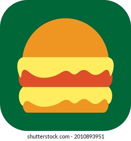 Burger with cheese, illustration, vector on a white background.