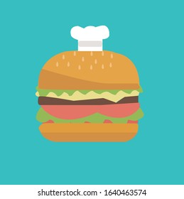 Burger. Cheeseburger illustration. Hamburger icon. Fast food concept