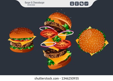 Burger, cheeseburger vector illustration – Vector