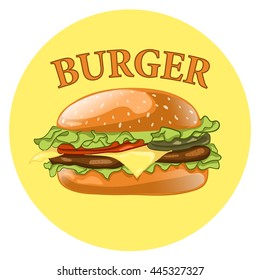 Burger. Cheeseburger vector illustration. Hamburger icon. Fast food concept. 