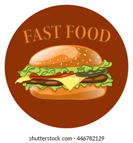 Burger. Cheeseburger vector illustration. Hamburger icon. Fast food concept. 