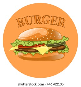 Burger. Cheeseburger vector illustration. Hamburger icon. Fast food concept. 