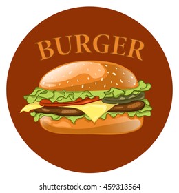 Burger. Cheeseburger vector illustration. Hamburger icon. Fast food concept. 