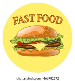 Burger. Cheeseburger vector illustration. Hamburger icon. Fast food concept. 