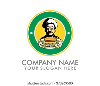 burger chef character image icon logo vector