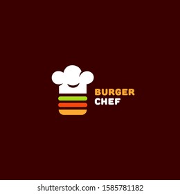 Burger chef logo design template. Vector illustration.