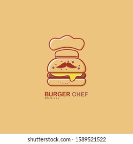 Burger chef logo, Food and beverage logo template design, healthy food, Catering concept. 