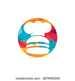 Burger chef vector logo design template. Retro fast food burger badge logo design.