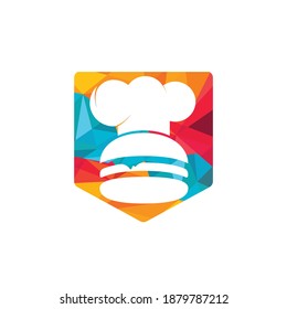 Burger chef vector logo design template. Retro fast food burger badge logo design.