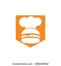 Burger chef vector logo design template. Retro fast food burger badge logo design.