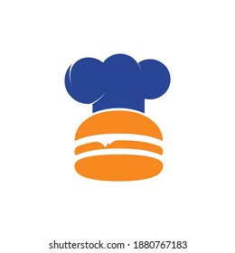 Burger chef vector logo design template. Retro fast food burger badge logo design.